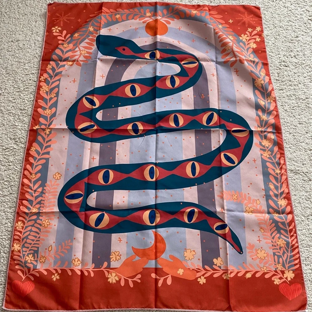 Vintage Coiled Snake Graphic Tapestry Wall Decor